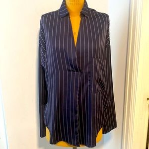Bishop + young Striped Long Sleeve Blouse Size L (NWOT)